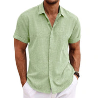 Emmett Cotton Shirt with Short Sleeve in Green