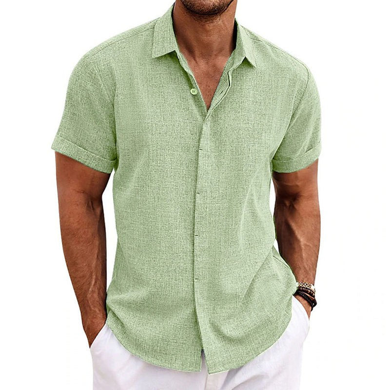 Emmett Cotton Shirt with Short Sleeve in Green