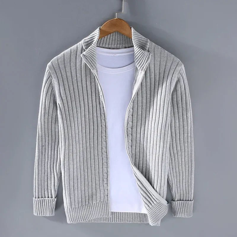 Emmett Knit Cardigan in Light Grey