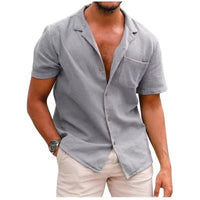 Emmett Lightweight Linen Shirt with Short Sleeve in White