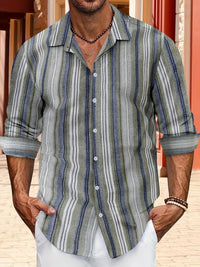 Emmett Linen Shirt with Striped in Blue