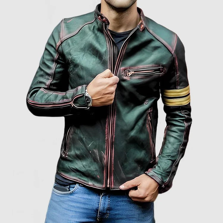 Erik Jacket with Stand Collar in Green