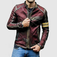 Erik Jacket with Stand Collar in Wine Red
