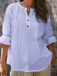 Erin Casual Blouse with Button Front in Light Purple