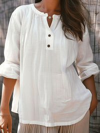 Erin Casual Blouse with Button Front in White