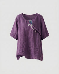 Erin Casual Linen Blouse in Purple