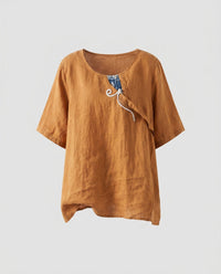 Erin Casual Linen Blouse in Ziegelorange