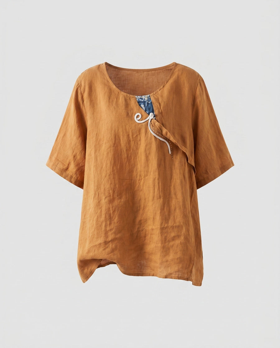 Erin Casual Linen Blouse in Ziegelorange