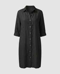 Erin Elegant Linen Dress in Black