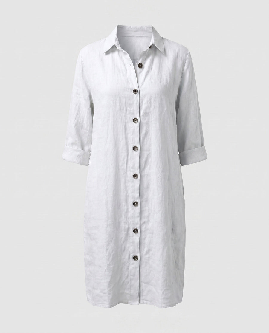 Erin Elegant Linen Dress in White