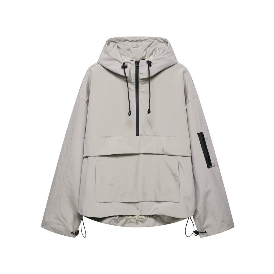 Erin Jacket with Pockets and Hood in Light Khaki