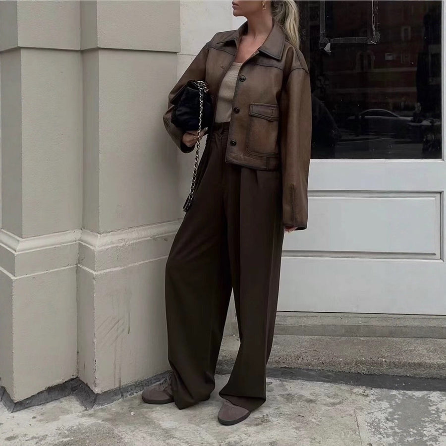 Erin Leather Jacket with Pockets