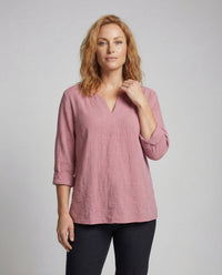 Erin Linen Blouse with V-Neck