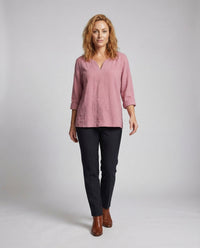 Erin Linen Blouse with V-Neck