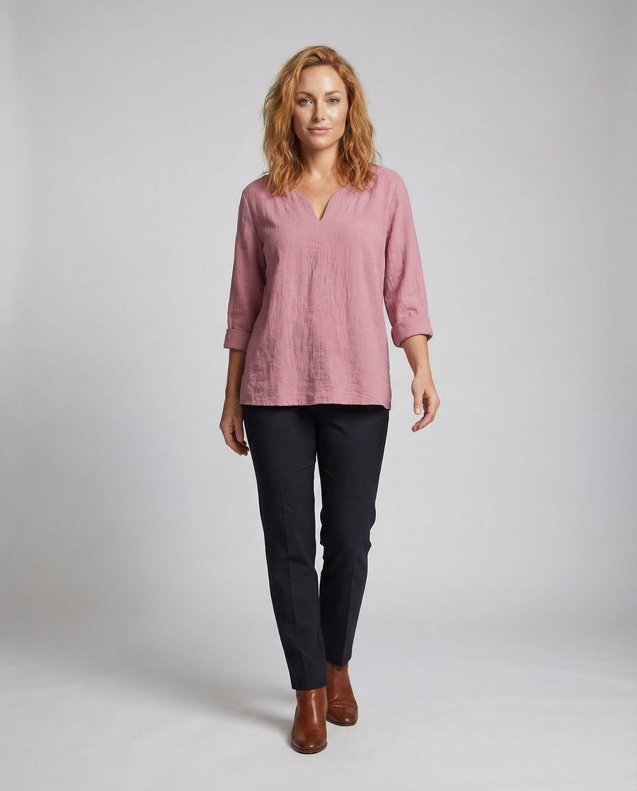Erin Linen Blouse with V-Neck