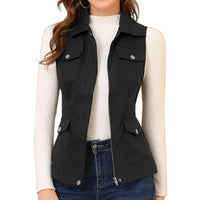Erin Vest with Zip Front and Pockets in Black