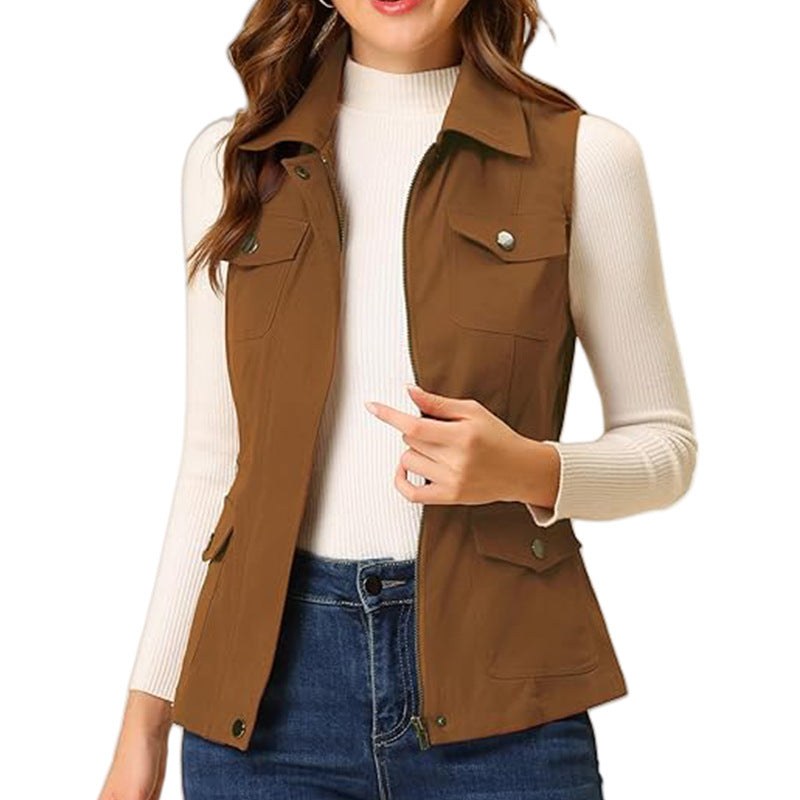 Erin Vest with Zip Front and Pockets in Multicolour