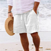 Ernst Airy Linen Shorts with Elastic Waist and Pockets in White