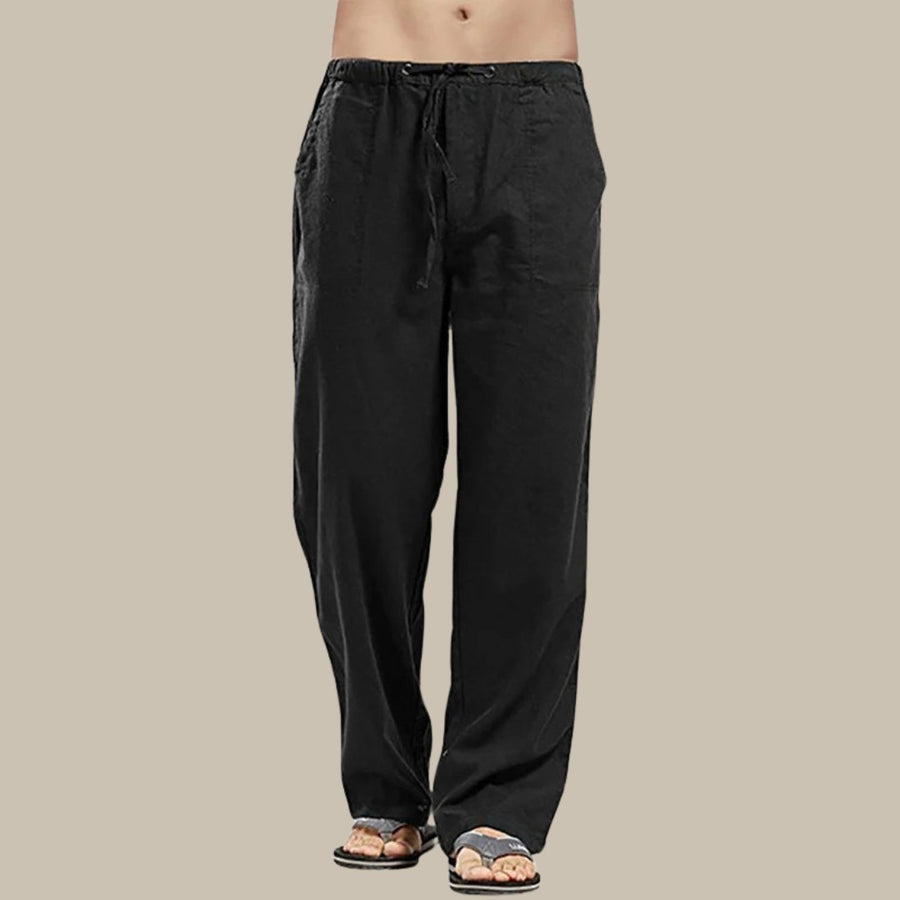 Ernst Comfortable Linen Trousers in Black