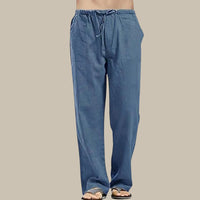 Ernst Comfortable Linen Trousers in Blue