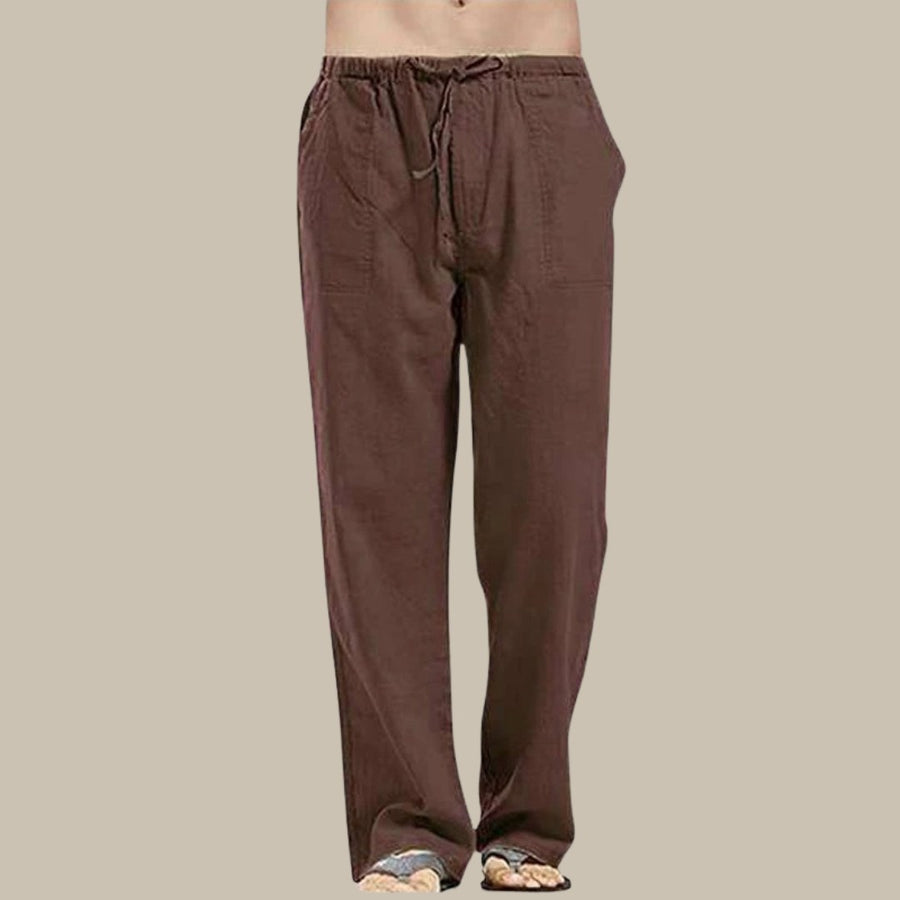 Ernst Comfortable Linen Trousers in Brown