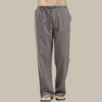 Ernst Comfortable Linen Trousers in Dark Grey