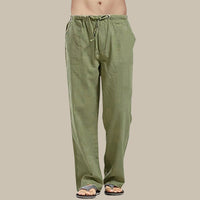 Ernst Comfortable Linen Trousers in Green
