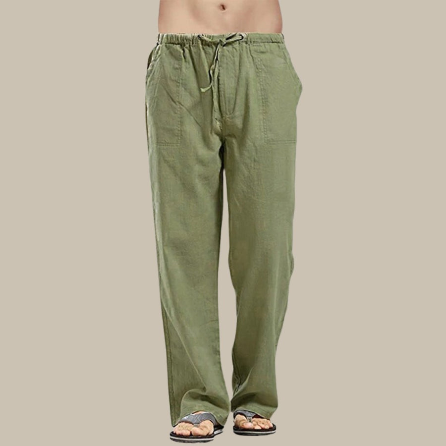 Ernst Comfortable Linen Trousers in Green
