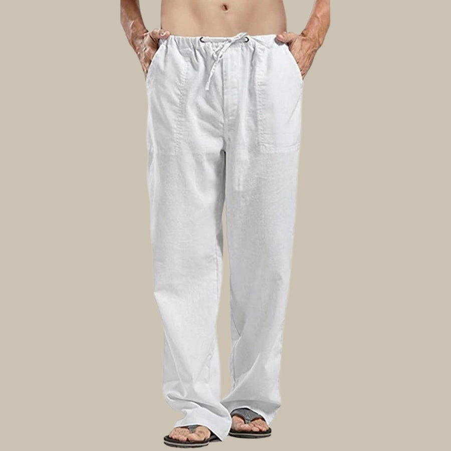 Ernst Comfortable Linen Trousers in White