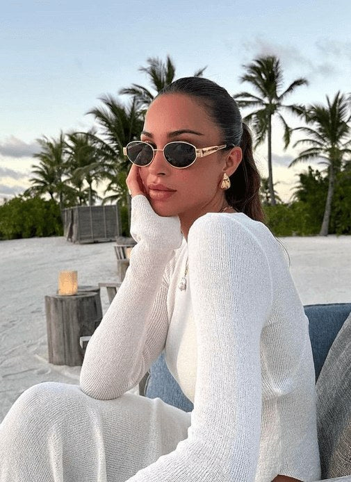 Ernst Elegant Sunglasses in Gold Frame Green Lenses