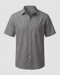Ernst Linen Shirt with Short Sleeve in Grey