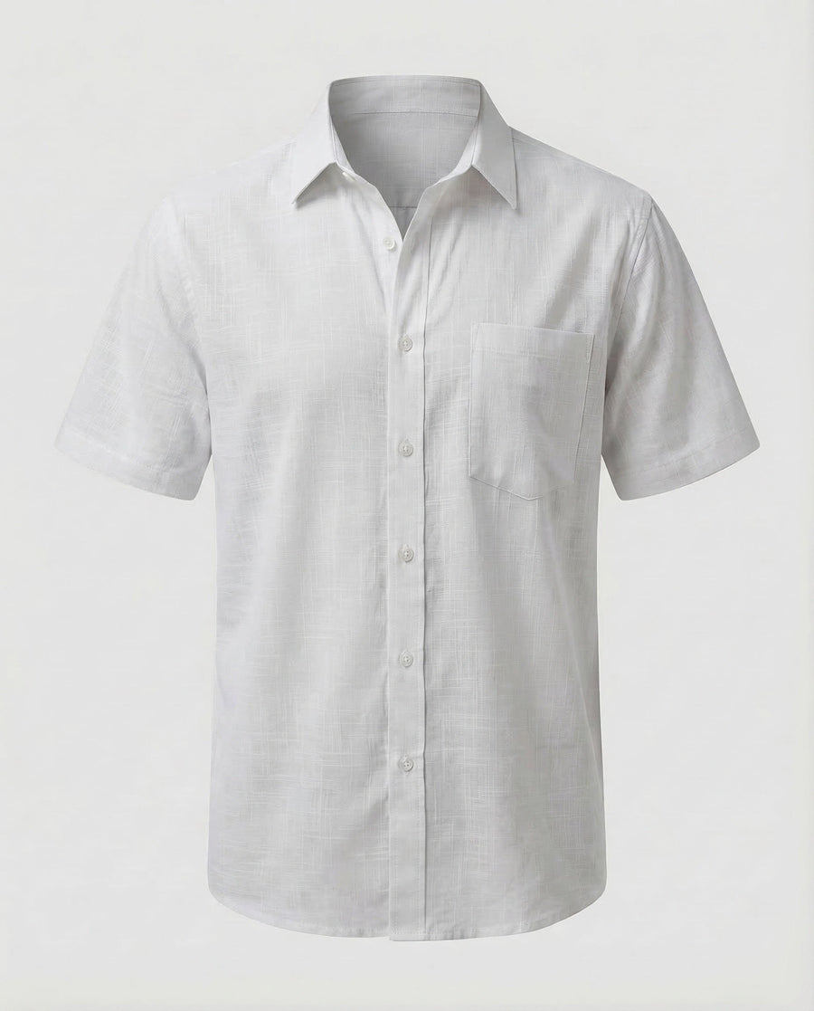 Ernst Linen Shirt with Short Sleeve in White