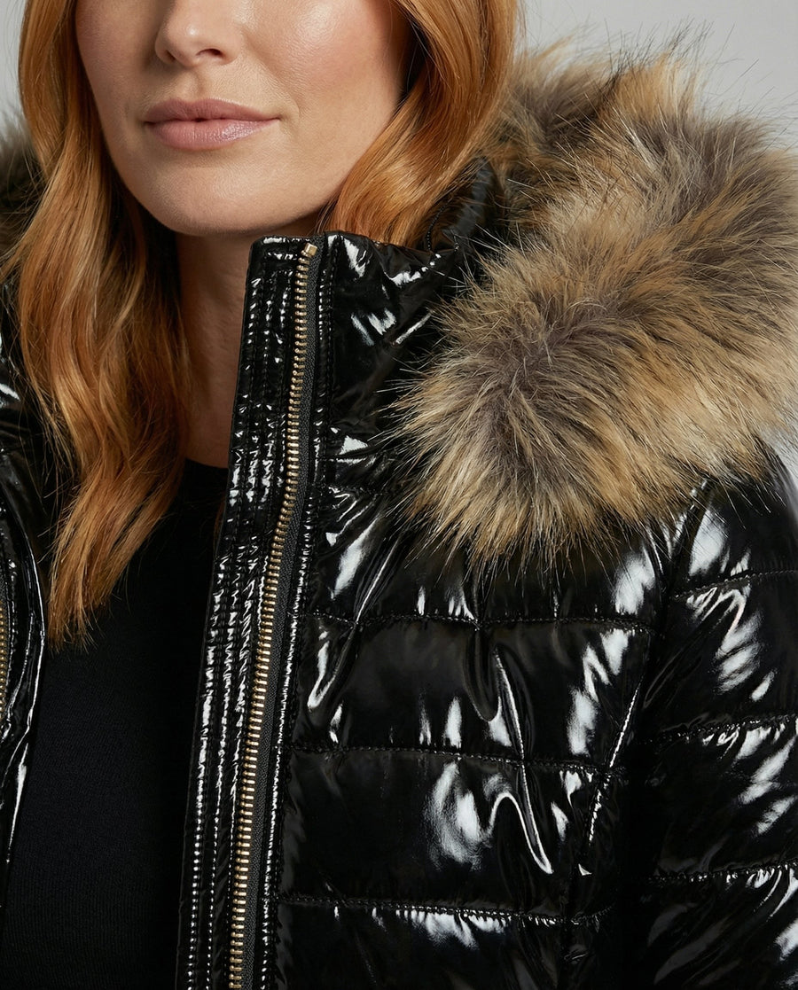 Esme Coat with Hood in Black