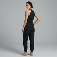 Esme Halter Smocked Jumpsuit in Noir