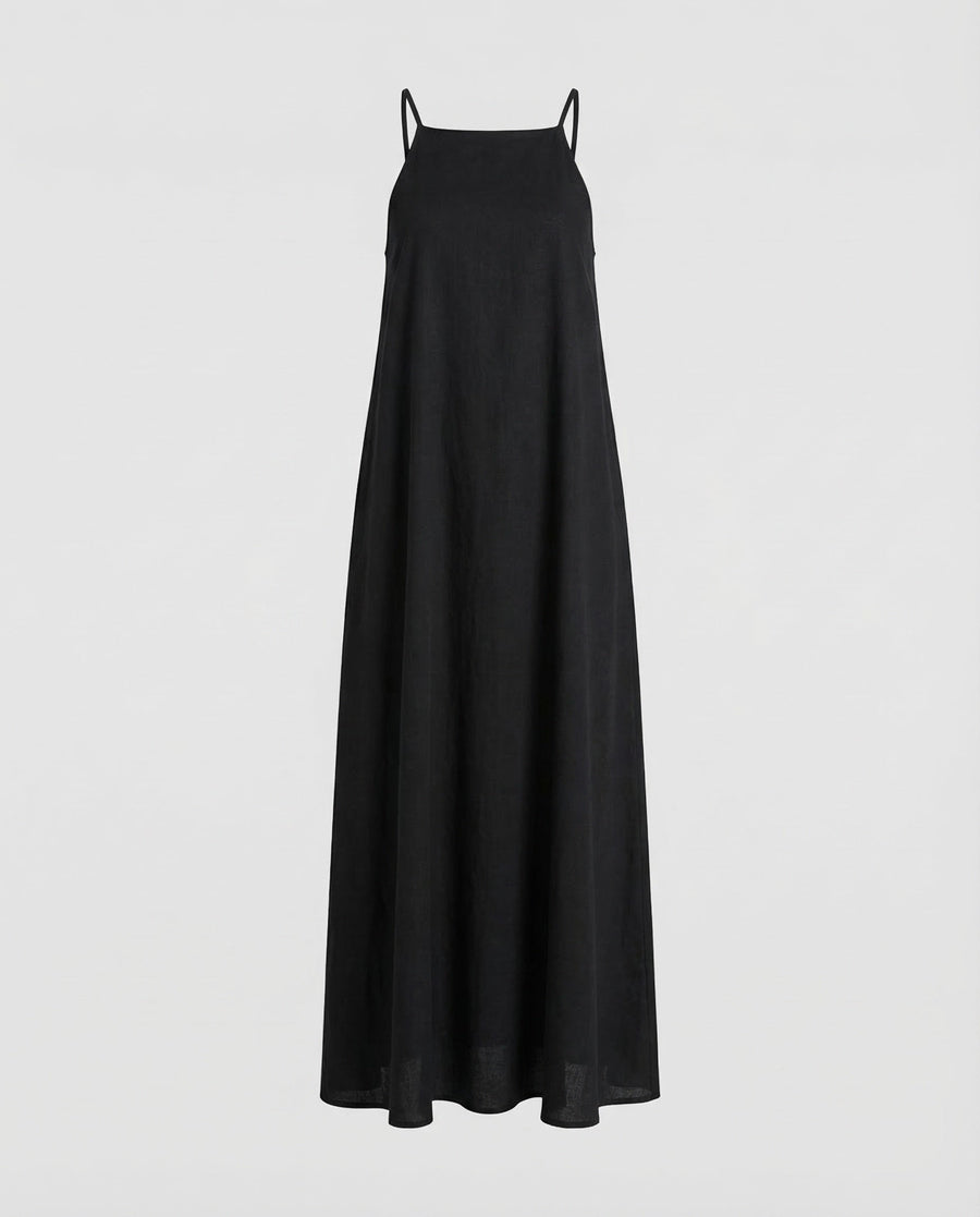 Esme Linen Maxi Dress in Black