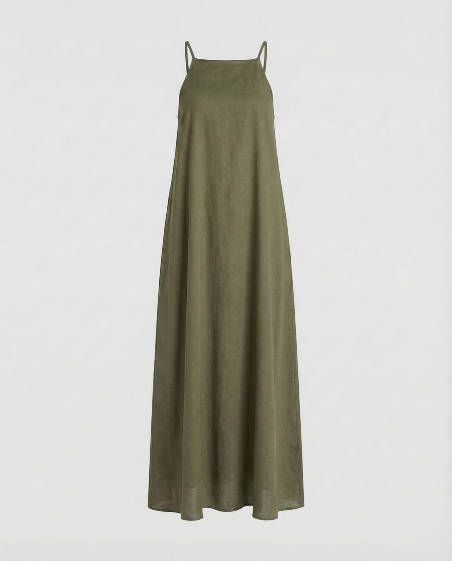 Esme Linen Maxi Dress in Green