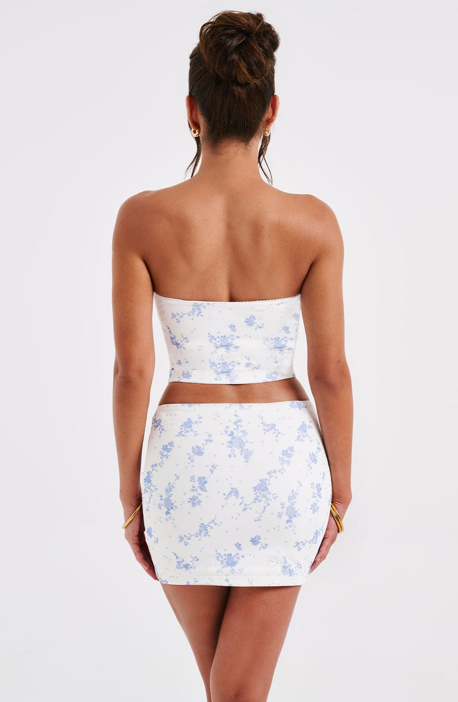 Christine Mini Skirt - Blue Ditsy Print