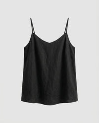 Estelle Airy Linen Top in Black