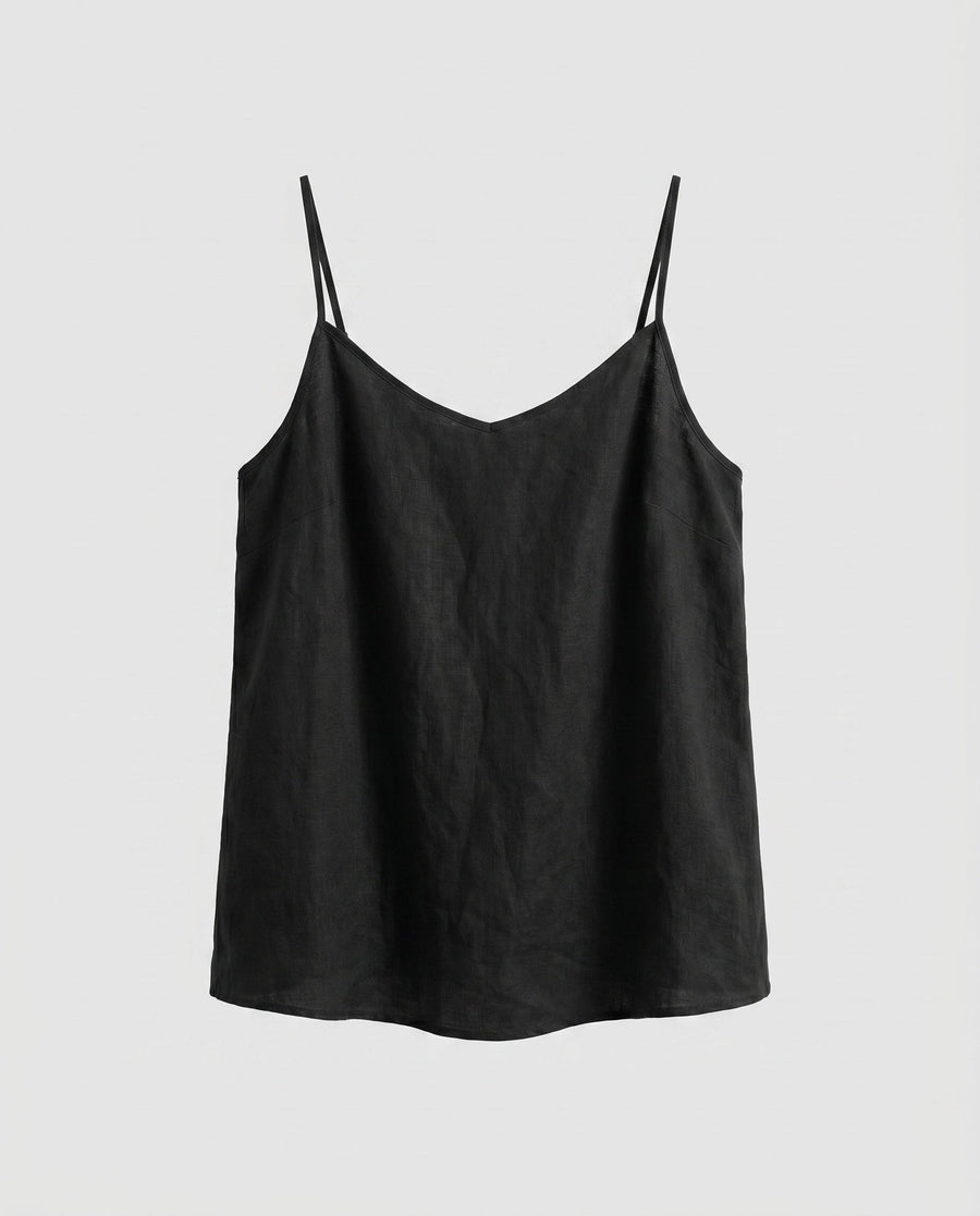Estelle Airy Linen Top in Black
