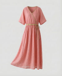 Estelle Linen Maxi Dress in Pink