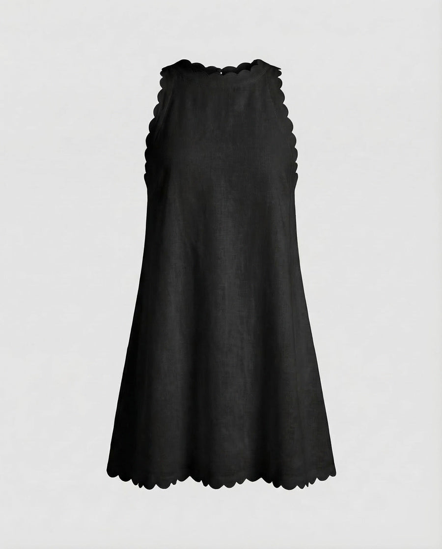 Estelle Linen Mini Dress in Black