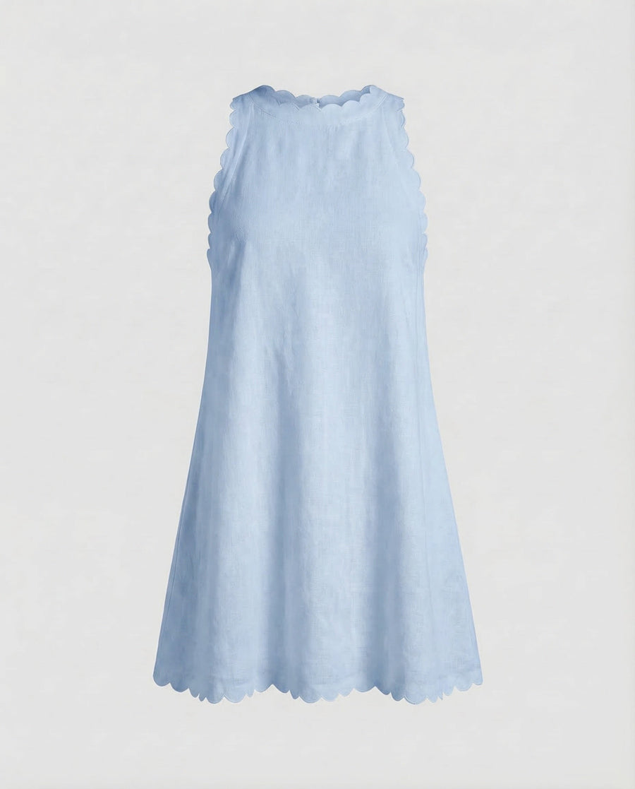 Estelle Linen Mini Dress in Light Blue