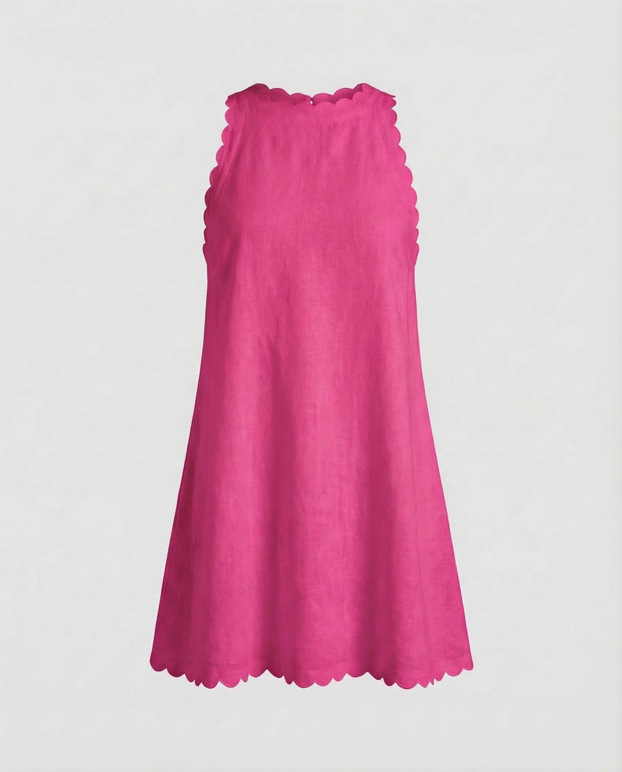 Estelle Linen Mini Dress in Magenta