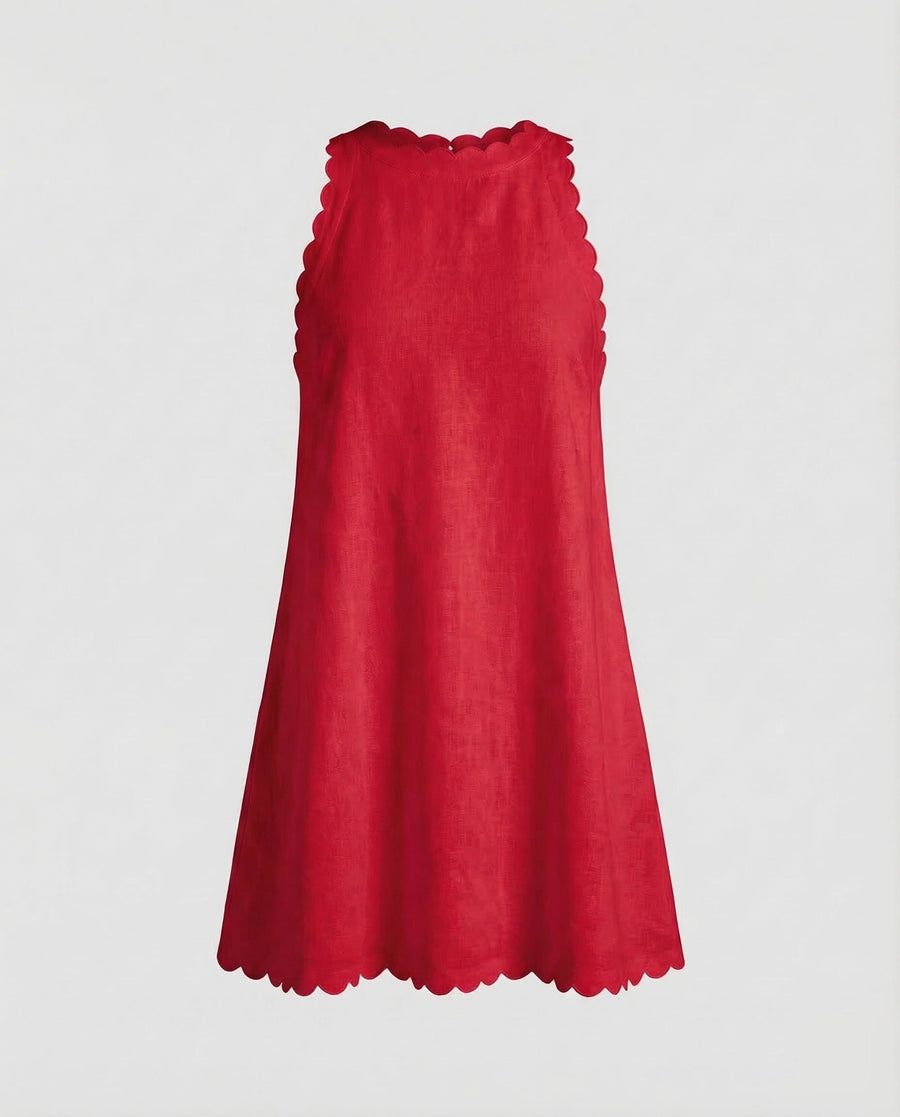 Estelle Linen Mini Dress in Red