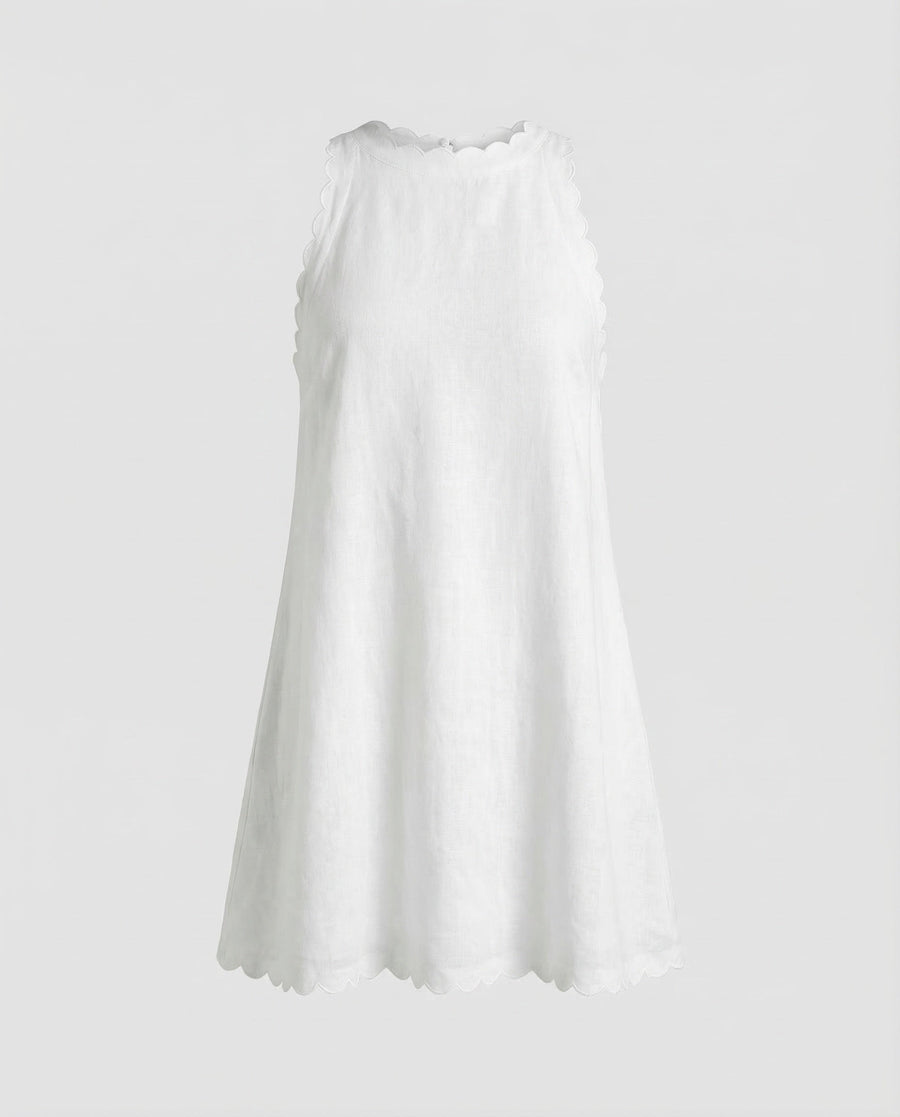 Estelle Linen Mini Dress in White