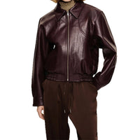 Esther Leather Jacket in Wine Red