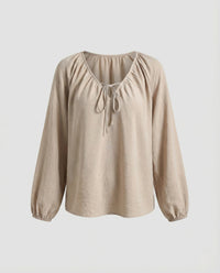 Esther Linen Blouse in Apricot
