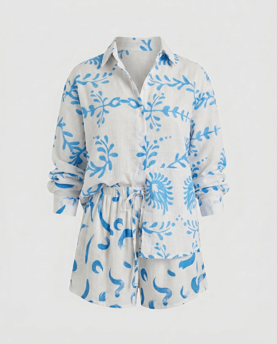 Esther Linen Suit in Blue