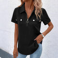 Etta Blouse with Short Sleeve and Zip Front