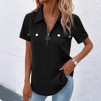 Etta Blouse with Short Sleeve and Zip Front
